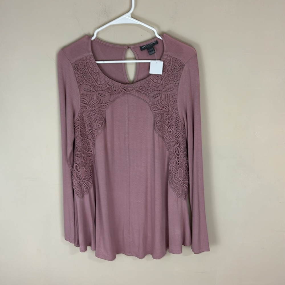 A Pea in the Pod Dusty Pink Maternity Top with Crochet Lace Size S NWT